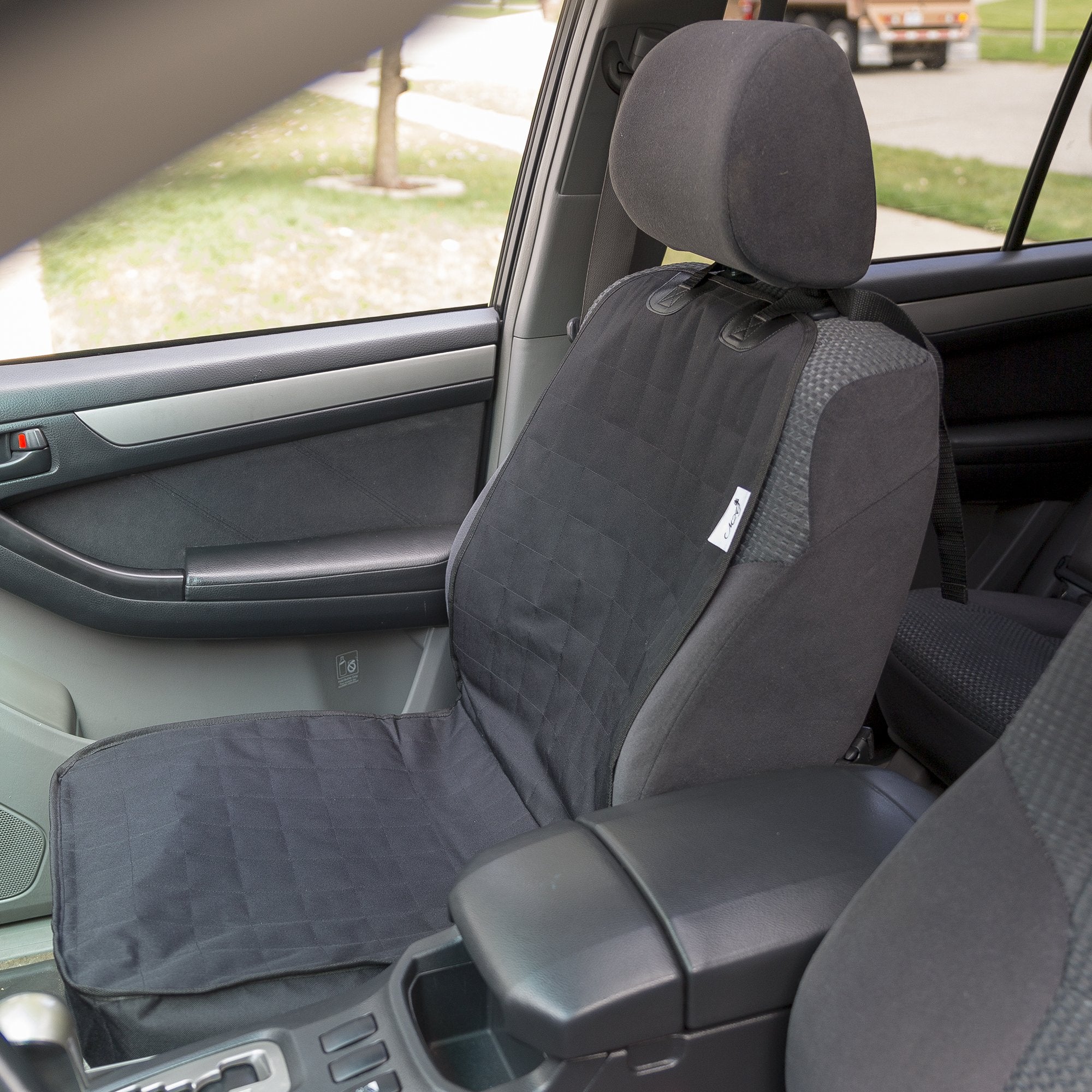 DAK Brands Black Universal Front Seat Cover for Cars/SUVs/Trucks - Easy Install, Waterproof, Non-Slip, Pet Hair & Scratch Protection